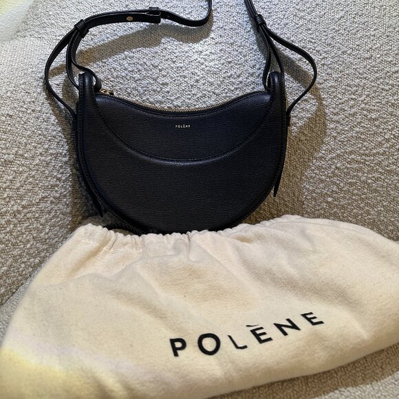Polene Numero Dix (Number Ten Bag - Monochrome Black Textured leather) - Picture 15 of 15